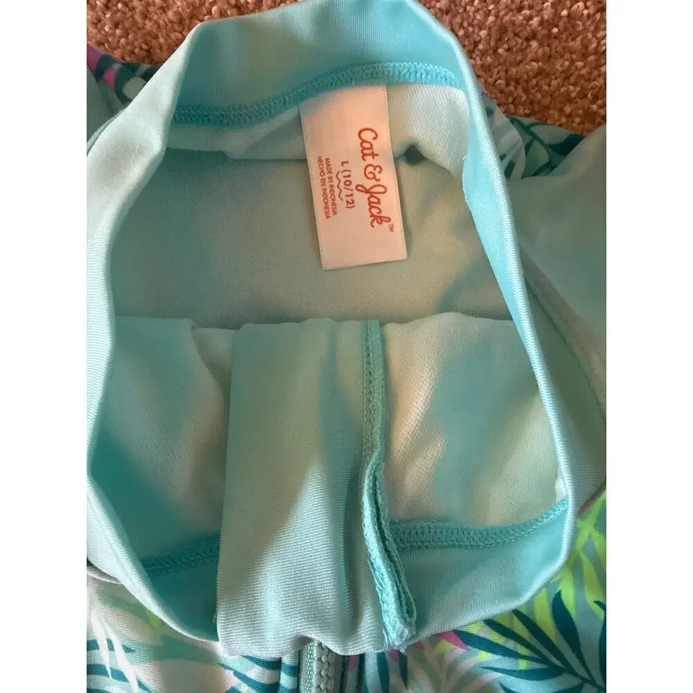 CAT & JACK rashguard one piece swim suit size 10/12